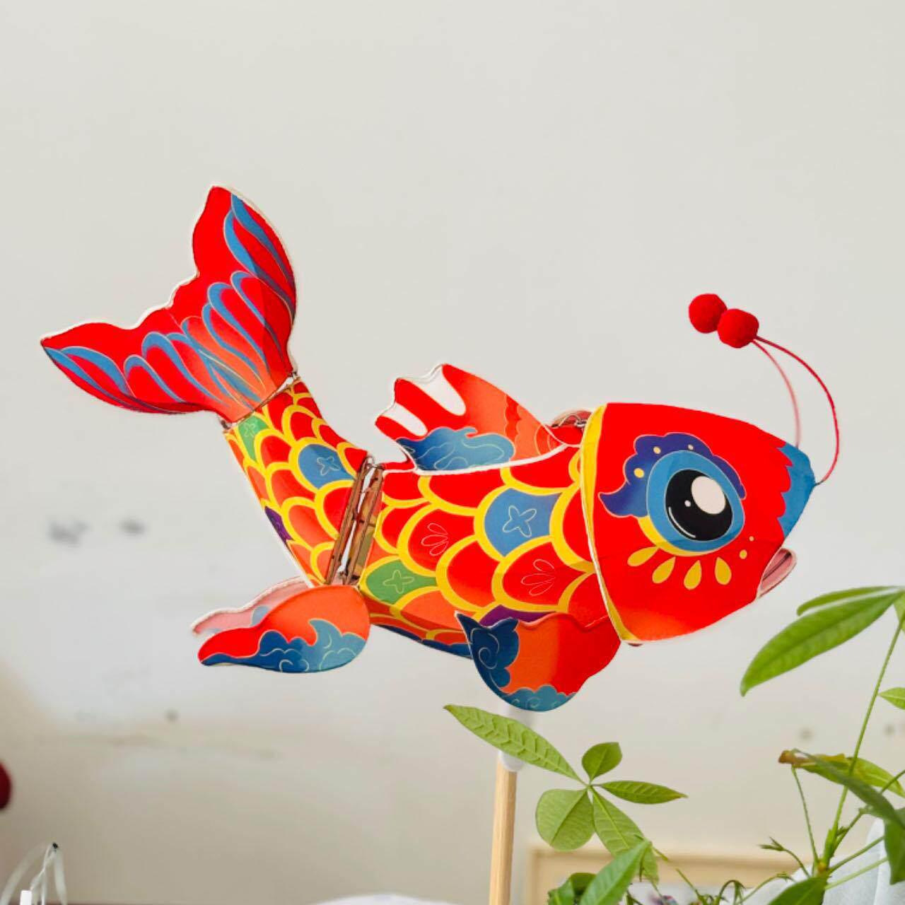 Handheld Traditional Style Hanfu Flower Lantern Prop for Photography Orange Red 20cm