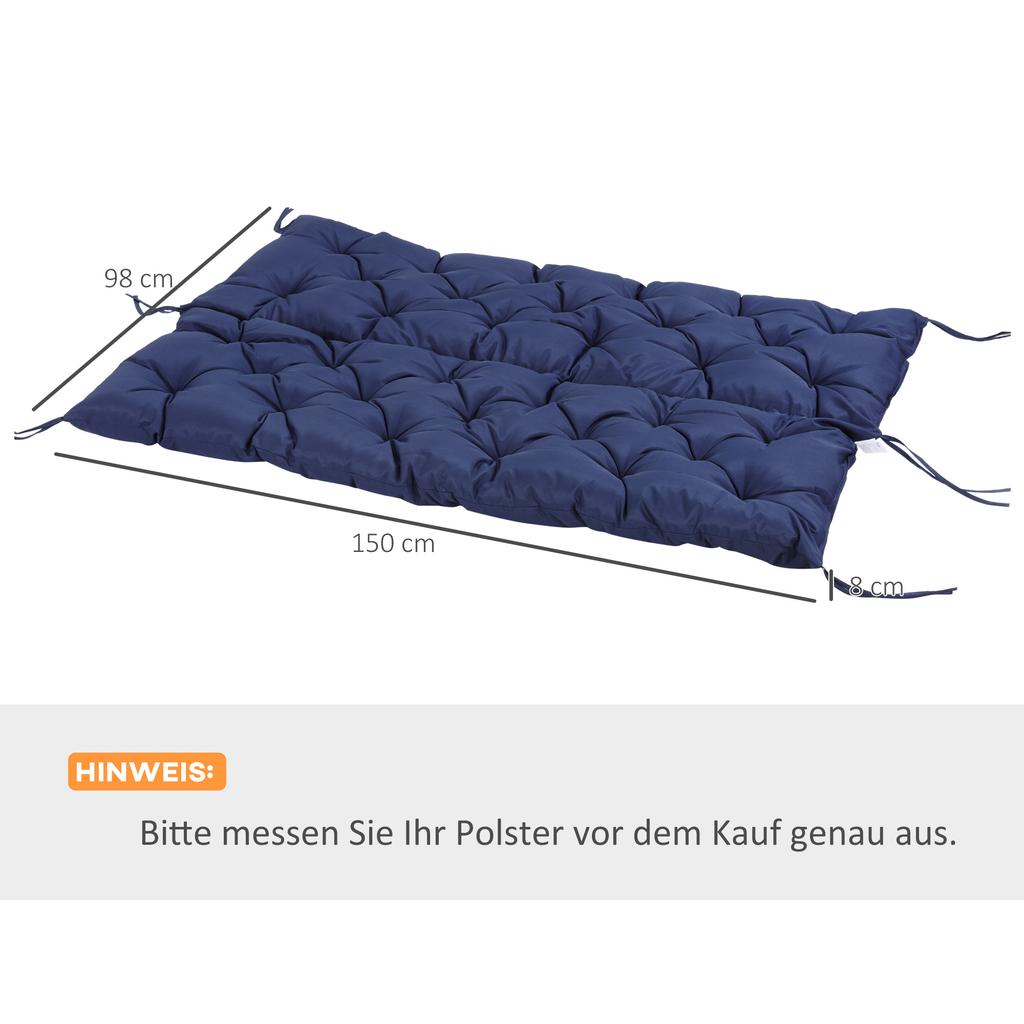 Bench Cushion, Bench Pad with Fastening Straps, for up to 3 People, Foam Filling, Seat Cushion