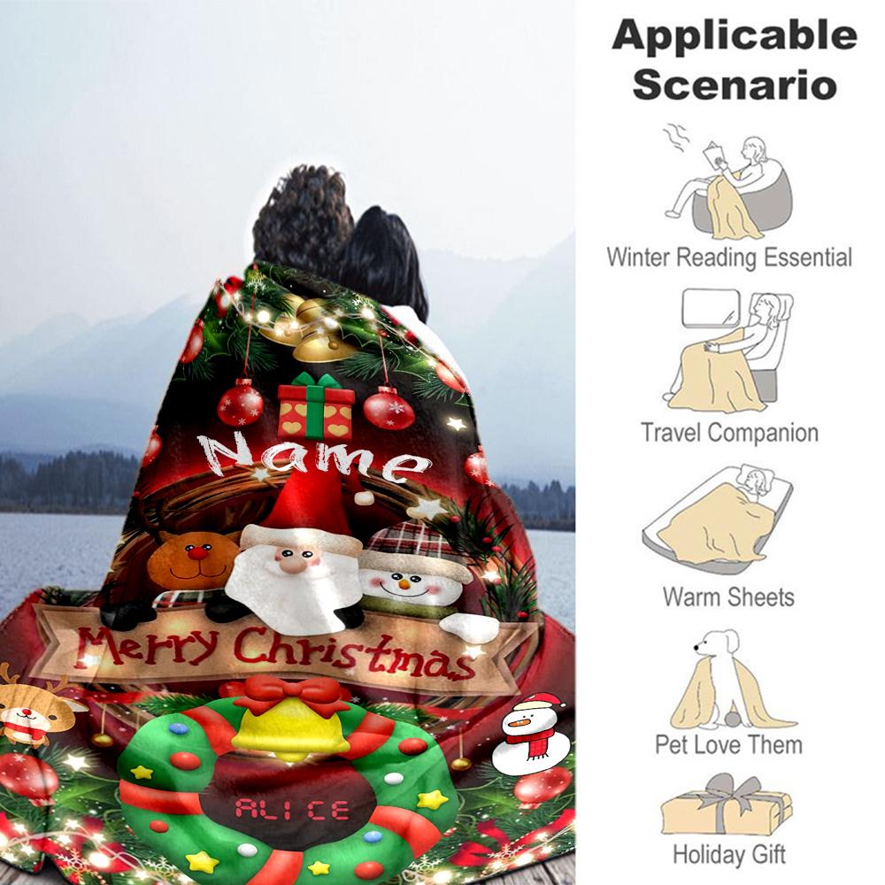 Christmas Customize Your Name Blanket Cozy Customizable Blanket Comfortable Perfect for Seaside Bedding Chair Bed Four Seasons Universal