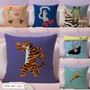 Abstract Animals Cushion Cover Summer Coolness Linen Fabric Double-Sided Printing Pillow Case Sofa Home Decor Gift