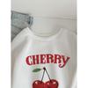Women's European & American Autumn Cherry Print White Long Sleeve Hoodie - Casual, Loose, Versatile Style