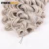FREEDOM Synthetisches Deep Wavy Twist Häkelhaar Afro Lockiges Haar Häkelzöpfe Ombre Braun 12 Zoll Flecht Haarverlängerung