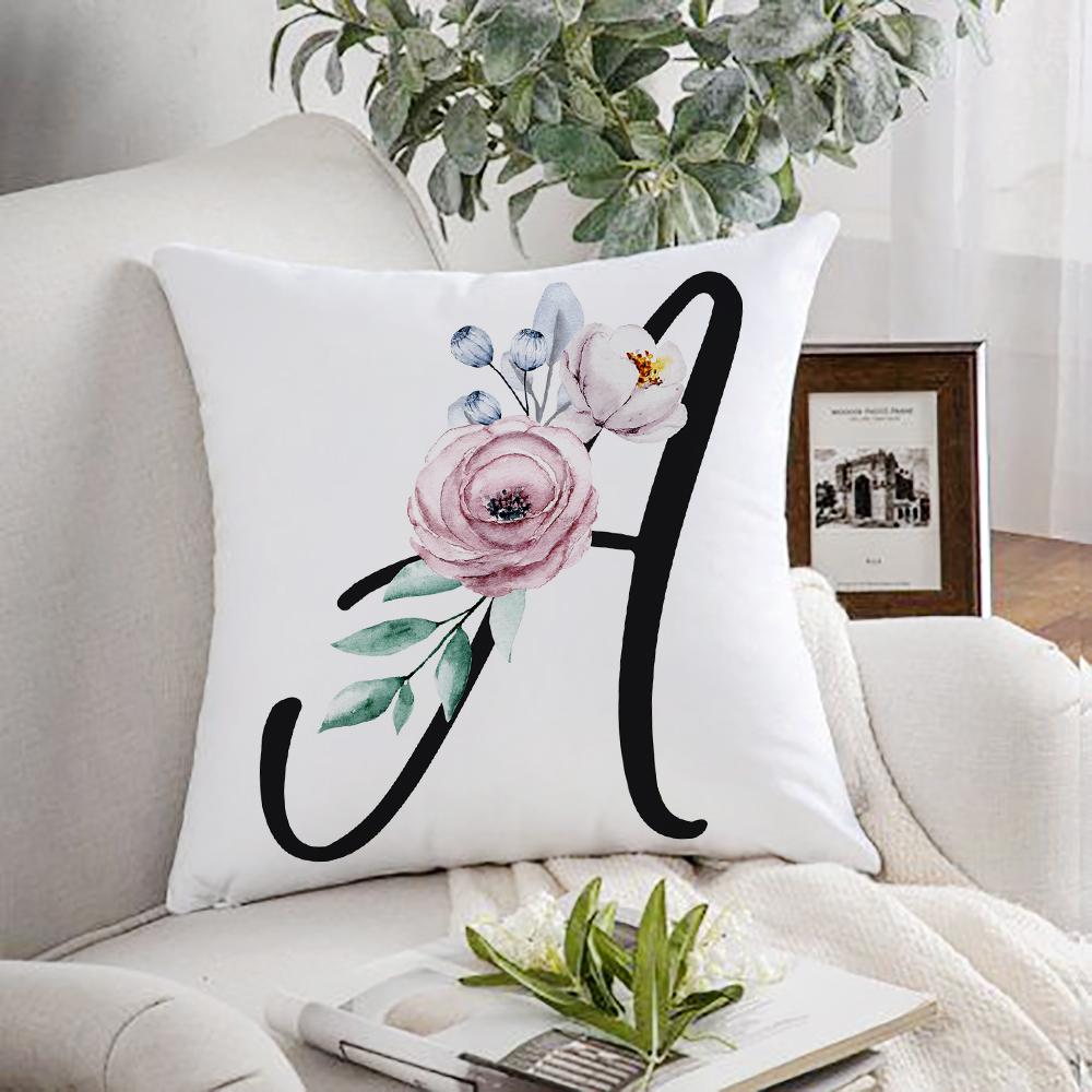 Черный алфавит цветок полиэстер наволочка домашний декор подушка чехол диван подушка прикроватная спинка офис автомобиль поясничная подушка чехол