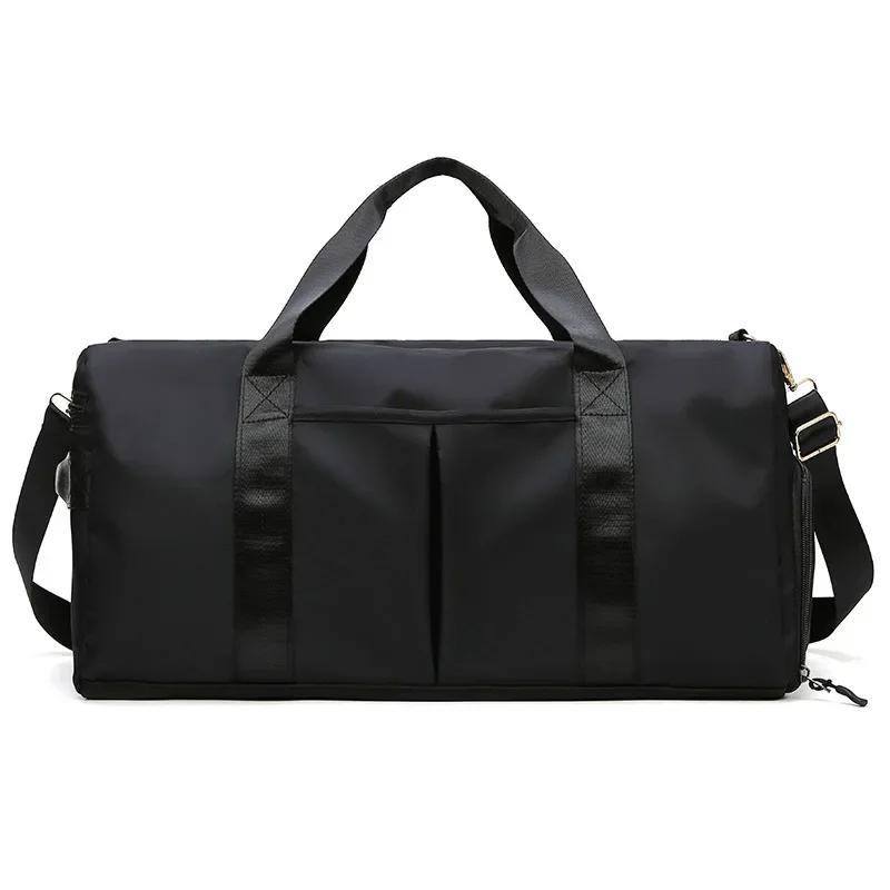 Outdoor Waterproof Nylon Sports Gym Bags Men Women Training Fitness Travel Handbag Yoga Mat Sport Bag with Shoes Compartment