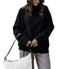 Womens Loose Fit Knit Sweater Long Sleeve Solid Color Crewneck Casual Pullover Fall