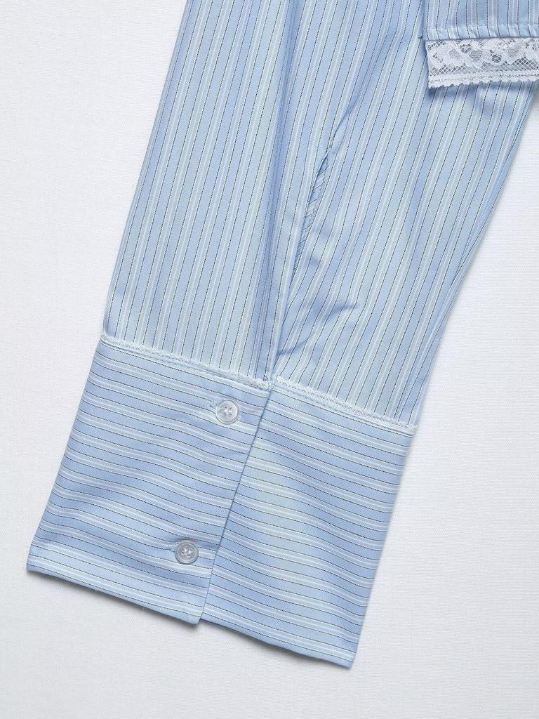 TAOP&ZA Spring/Summer Women's Lace Stripe Shirt Dress Pants Set