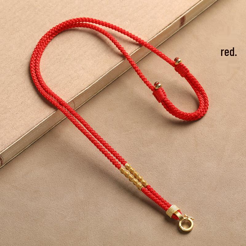 Hand-Woven Black Jadeite Gold Pendant Rope for Men & Women