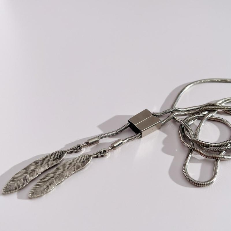 Punk Bolo Tie Cowboy Feathers Feathers Necktie Necklace Semi-finished Accessory