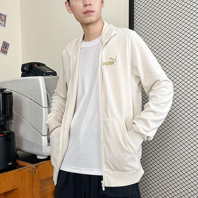 Puma Logo Embroidered Windbreaker Jacket Men Jackets White 680142-87