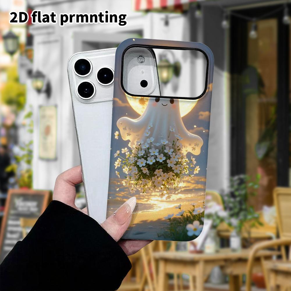 Phone Case: 2D Flat Design Suitable for iPhone 18, 17, 16, 15, 14, 13 Pro Film Protective Case, Couple Style, Sea of Flowers Ghost, Christmas and Hall