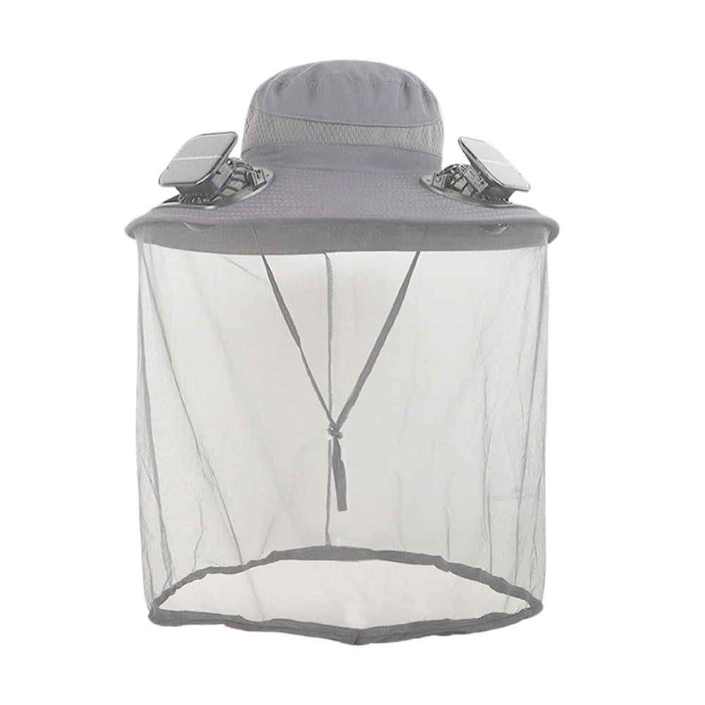 Dual Fan Solar Fan Hat with Face Mask Breathable UV Protection Wide Brim Sun Cap Cooling Fan Hat for Fishing Travel Beekeeping