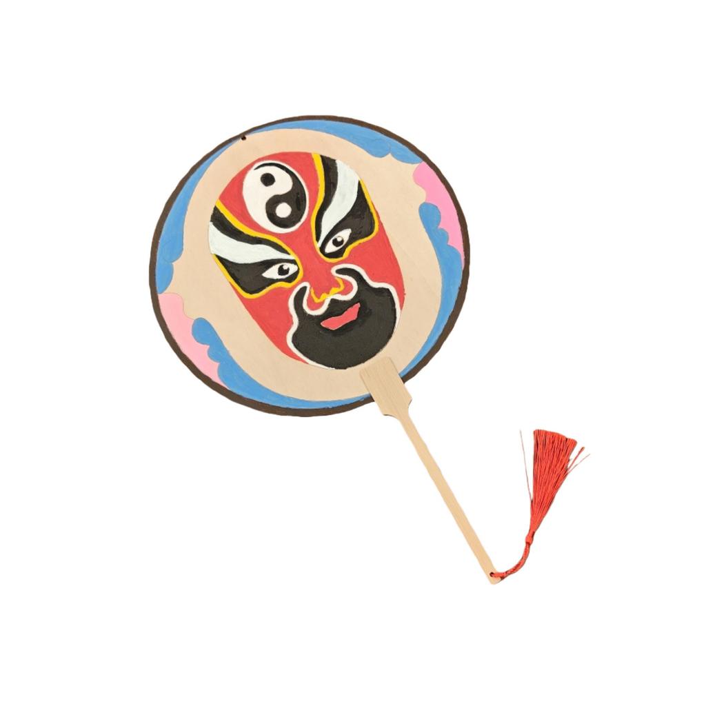 Children's Eco-friendly DIY Peking Opera Face Painting Fan - Intangible Cultural Heritage Craft Kit