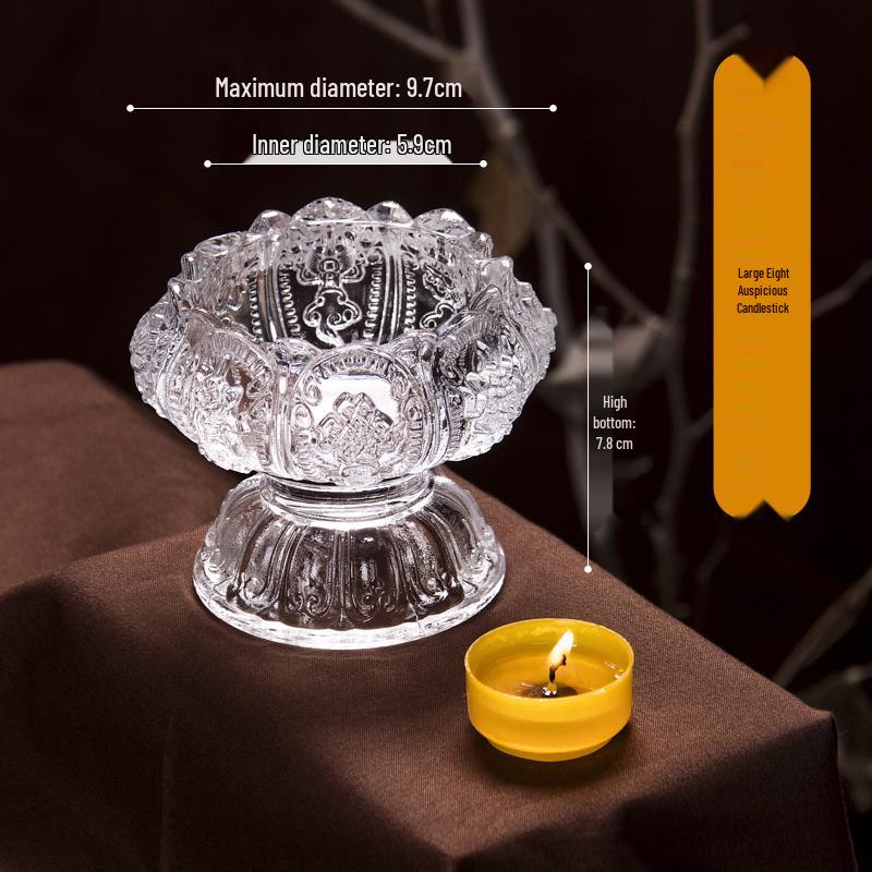 Lotus Glas Ghee Lamp Houder: Hittebestendige Kaars/Olie Lamp voor 24-Uurs Gebruik