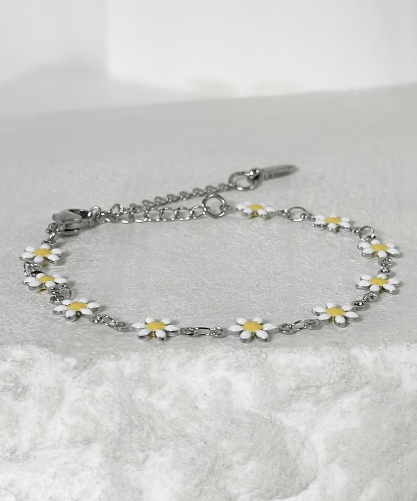Blessed Bullet Ss-Daisy Flower Motif Array Bracelet_White Yellow/Multi