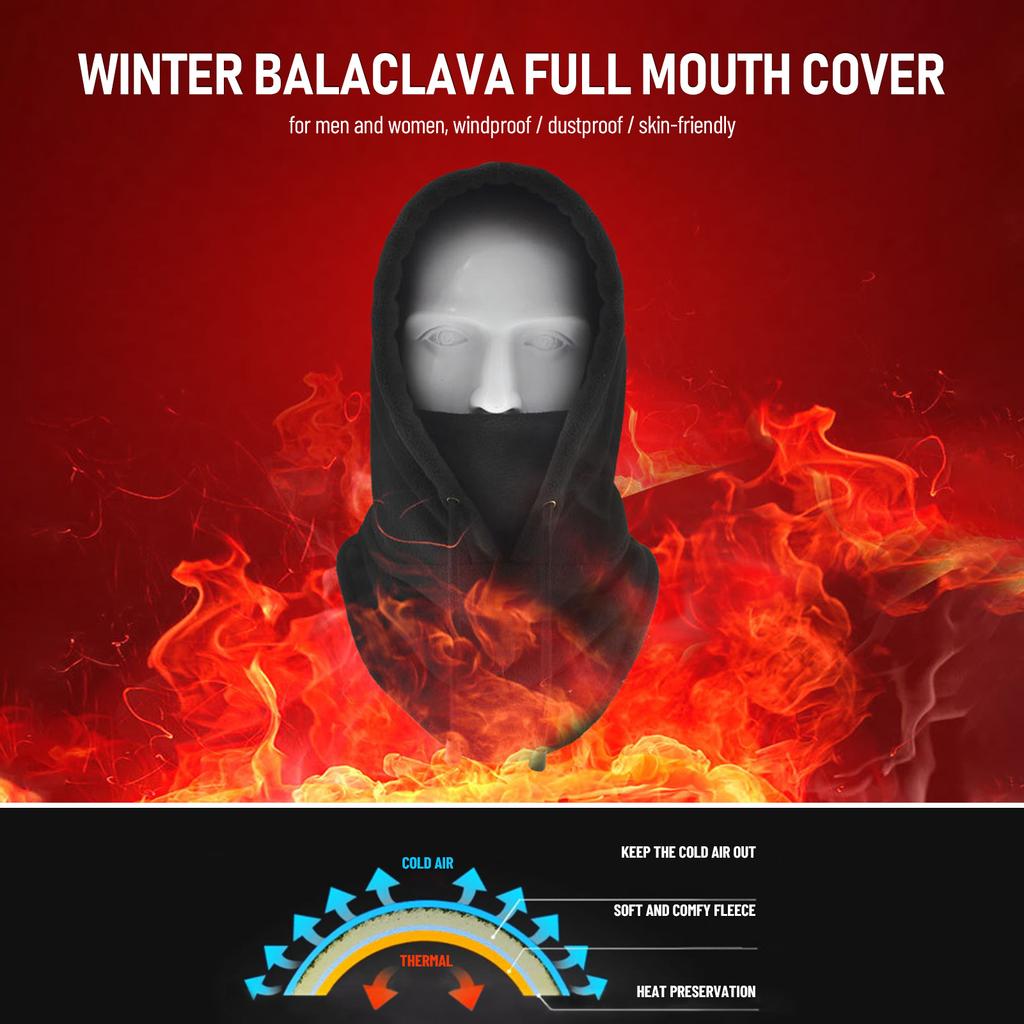 Men Women Winter Balaclava Warm Soft Fleece Drawstring Neck Gaiter Cycling Hiking Running Outdoors Hat
