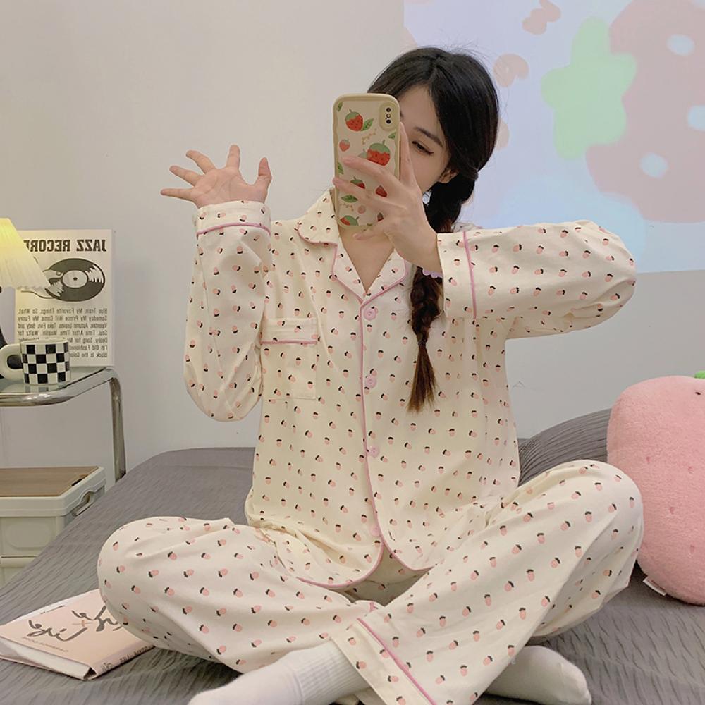 

Милые женские пижамные комплекты с мультяшным принтом, модные милые пижамы с рисунком кавайи для сна, весенние и осенние женские пижамы XXL