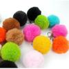 Custom Faux Rabbit Fur Ball Keychain Pendant - Solid Color Bag & Backpack Accessory