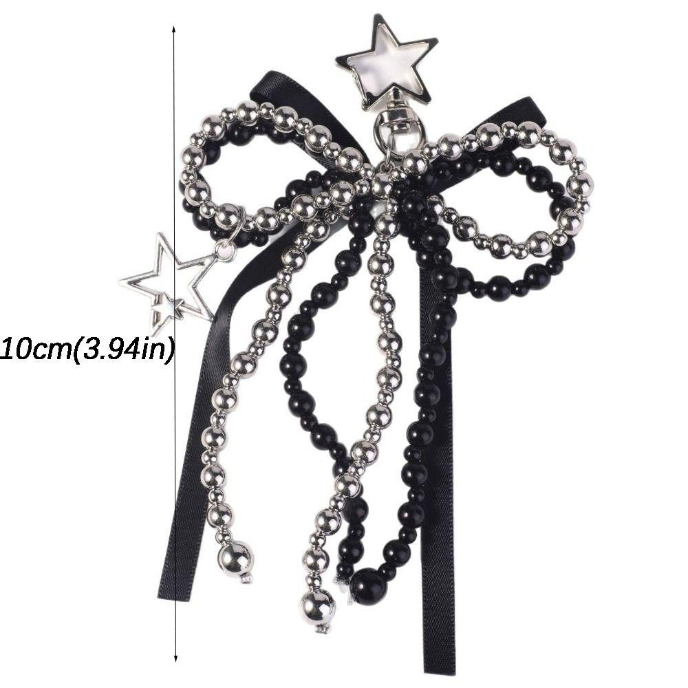 Elegant Delicate Beaded Bowknot Star Keychain Metal Y2K Keychain Pendant Bag Pendant Bag Accessories