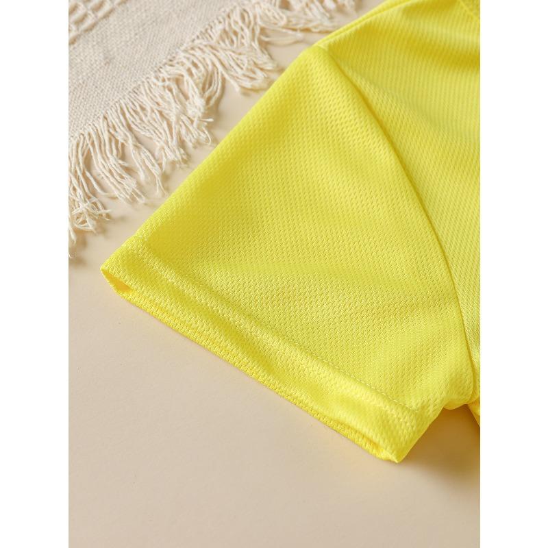 European Size Girls Round-neck Short-sleeved T-shirt with Cartoon Pink Little Dinosaur Pattern Print