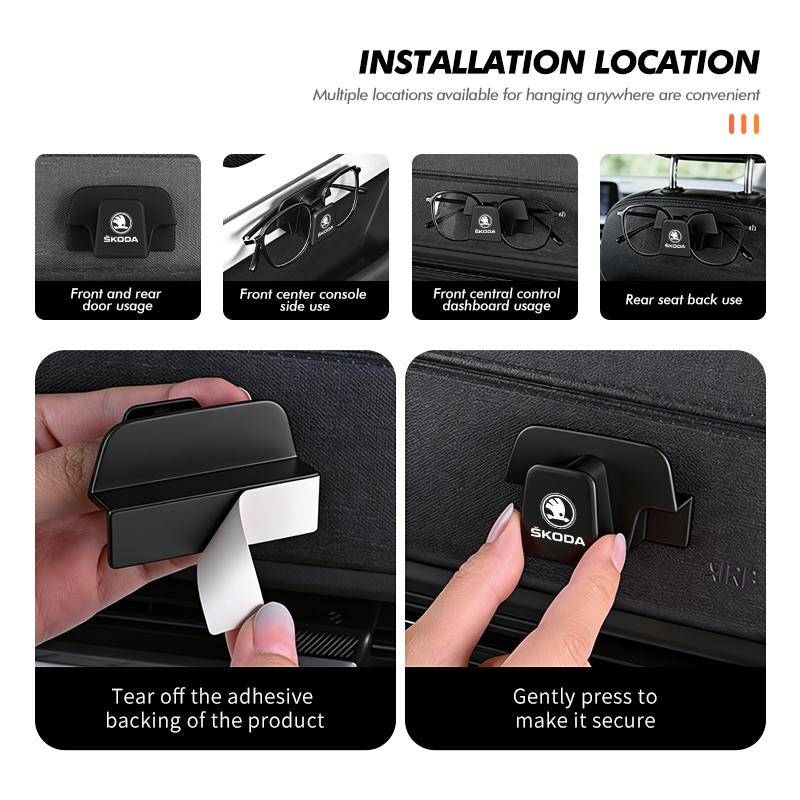 Car Sun Visor Glasses Clip Eyeglasses Storage Holder Car Hook Accessories For Skoda Octavia A5 A7 RS Fabia Superb Rapid Karoq