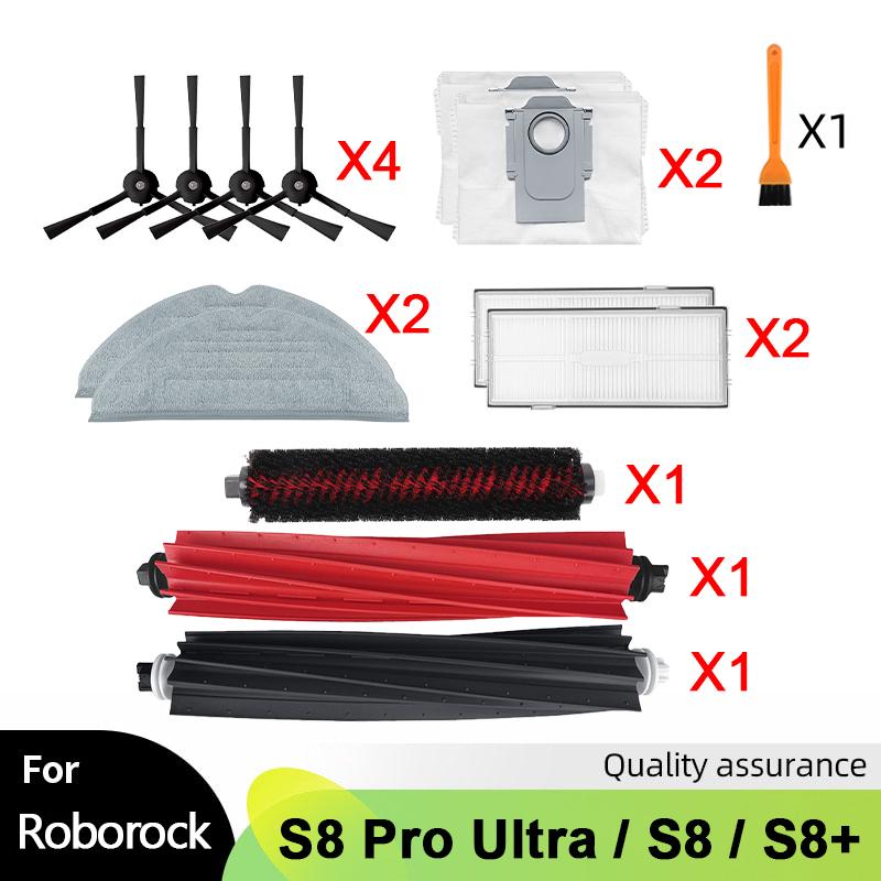 For Roborock S8 S8 Pro Ultra S8+ G20 Robot Vacuum Spare Parts Main Side Brush Mop Hepa Filter Dust Bag Cleaning Rolling Brush