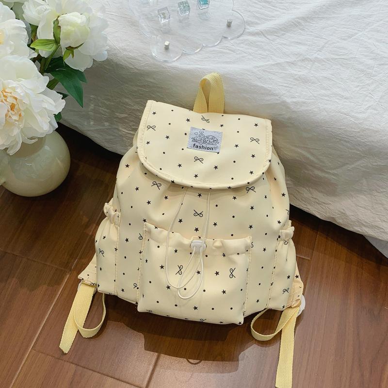 Schultasche Koreanischer gepunkteter Rucksack Mädchen Niedliche Schleife Schüler Schultasche Hoher Wert Kordelzug Süß Reise Kleiner Rucksack