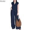 ZANZEA Women Sleeveless Vest Tops and Long Pants Casual Two Piece Suit Sets