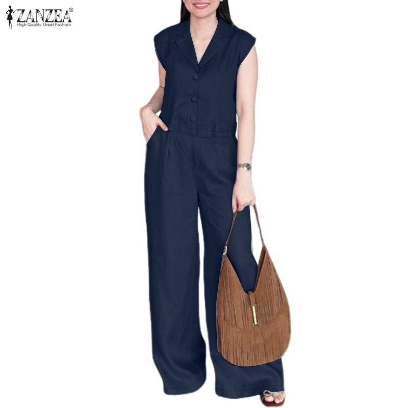 ZANZEA Women Sleeveless Vest Tops and Long Pants Casual Two Piece Suit Sets
