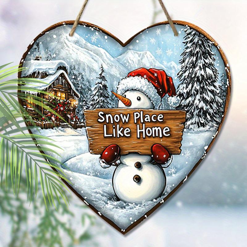 Christmas Decoration Sign,indoor Hanging decorations,2D Flat Wooden Products with Snowman pattern,Christmas Gifts for Friends and Family