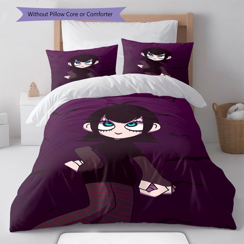 Hotel Transylvania Mavis Dracula Pattern Bedding,Quilt Set Quilt Cover Pillowcase Home Birthday Gift (1 * duvet cover + 2 * pillowcase, without core)