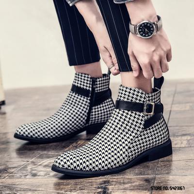 Mode Nya Vintermode Spetsiga Spännen Chelsea Ankelstövlar Trend Herr Casual Lyx Höga Skor Zapatos Hombre Vestir