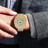 Apzzic Diamond Ice Out Watch CZ Gold Plated 40mm Roman Numerals Dial Quartz Wristwatch Men Women Fashion Gold