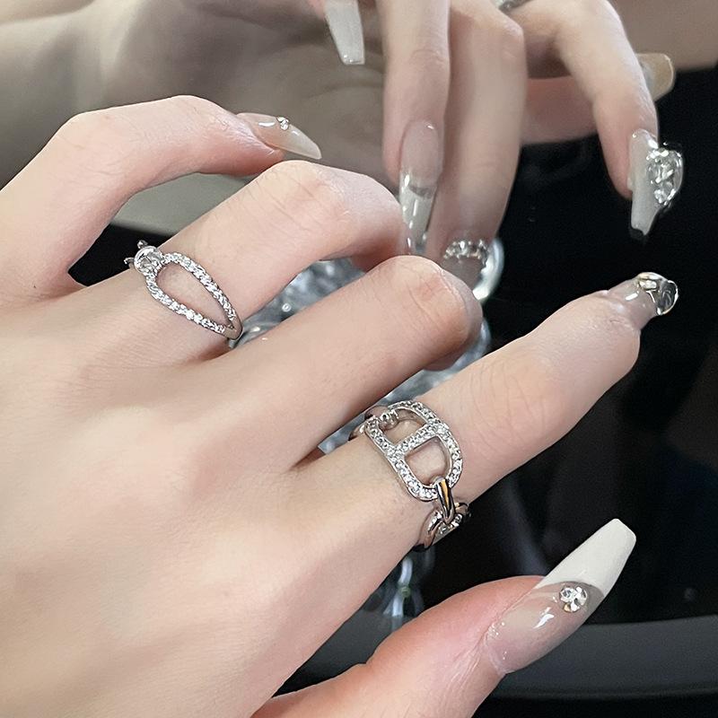 Niche Pig Nose Knot Design Ring Cold Wind Advanced Diamond Zir*****Pening Personality Light Luxury Fashion