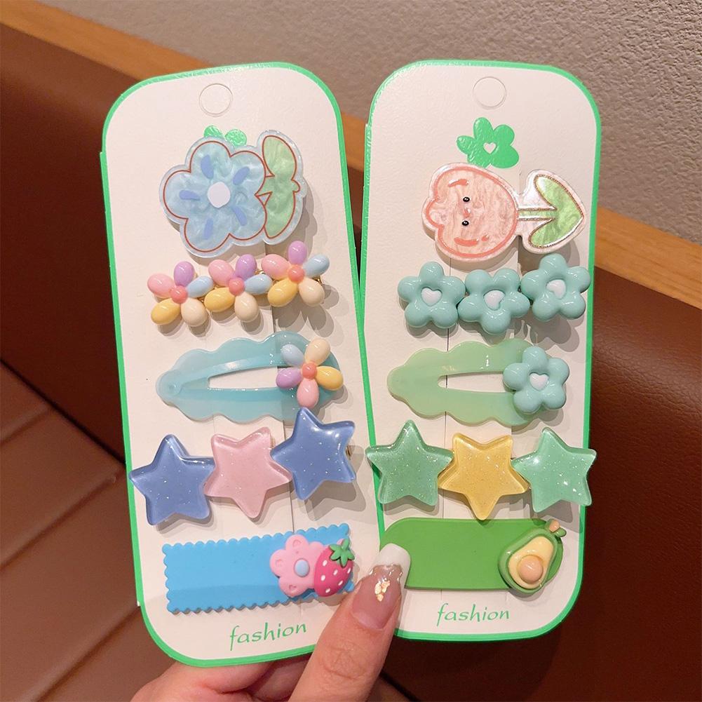 5pcs/set Dopamine Colorful Children's Hair Clip Cute Cartoon Flower Heart-shaped Hairpin Bangs Hair Clip Headwear Hair Accessories
