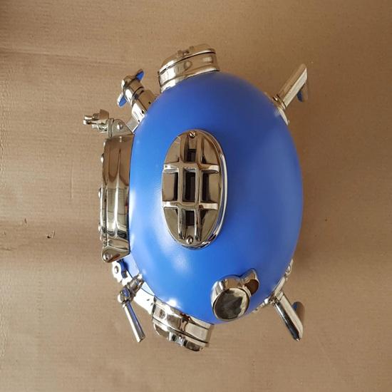 45.72 Cm Blue Scuba Diving Helmet Mark V Deep Diving Divers Helmet Home, Office Decor