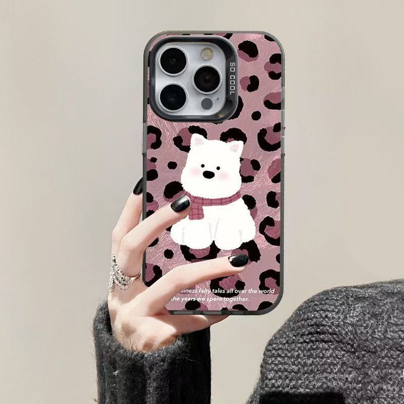 The new leopard print puppy is suitable for iphone17 mobile phone case Apple 15promax/14 anti-drop 13pro16 cute