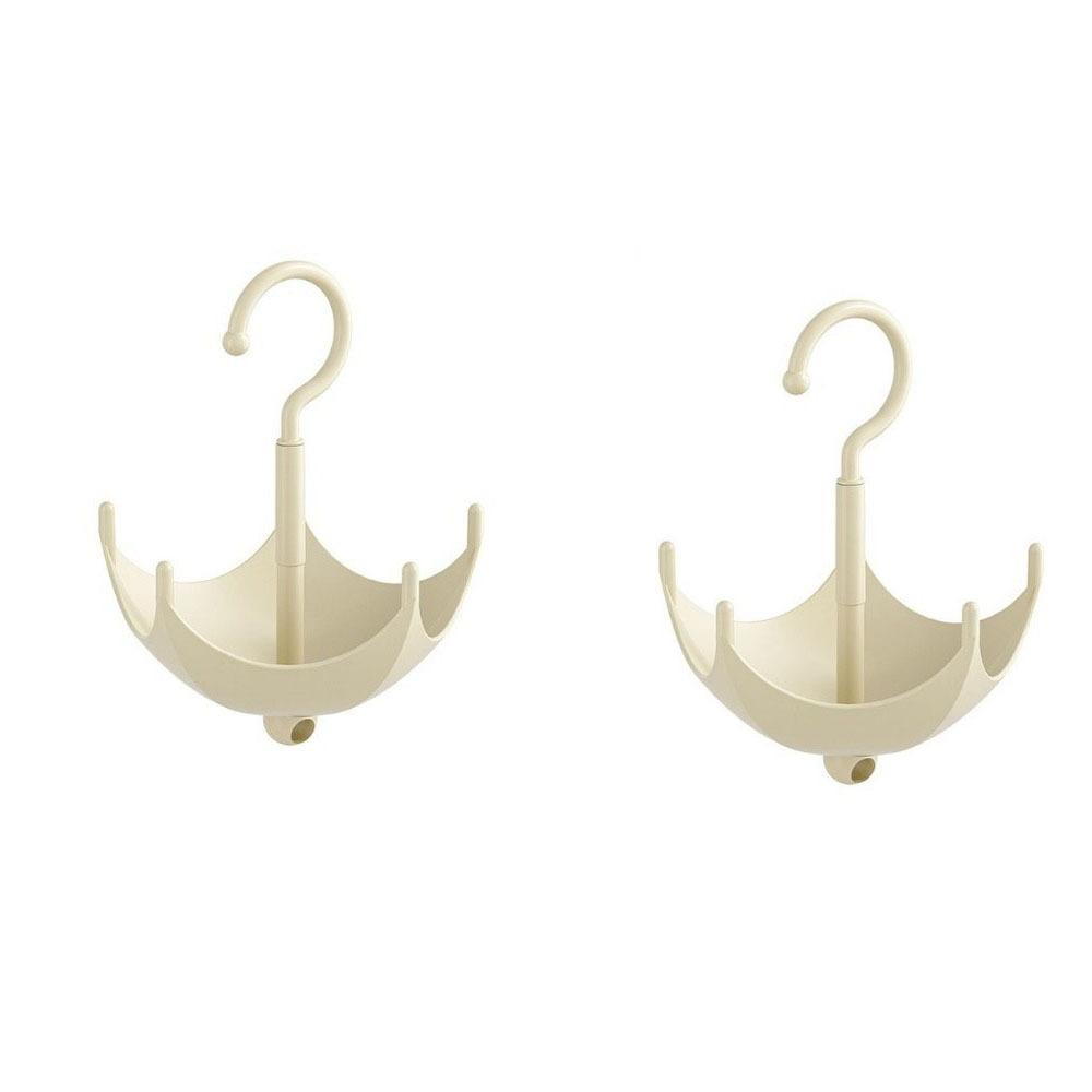 2Pcs Punch Free Dopamine Umbrella Shape Hooks Plastic Scarf Storage Rack Bedroom Beige 980₽
