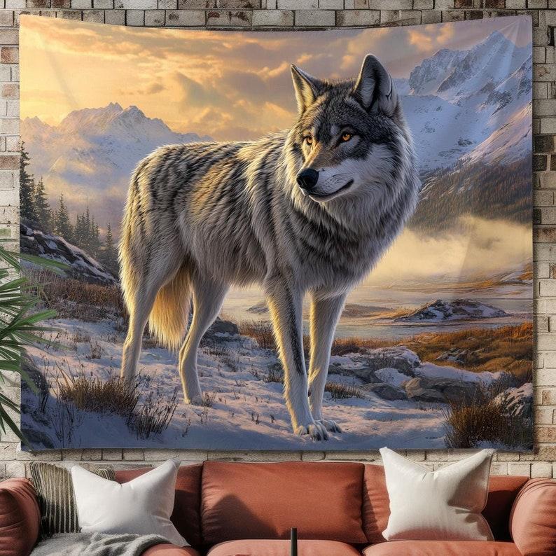 Wolf tapestry 75x100 чёрный