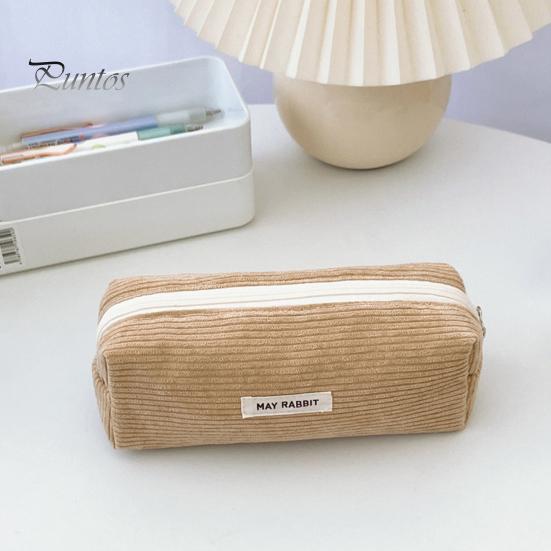 Pencil Case Large Capacity Corduroy Pencil Bag Multi-Purpose Stationery Bag Zipper Placket Makeup Bag Office Travel Gift Organizer