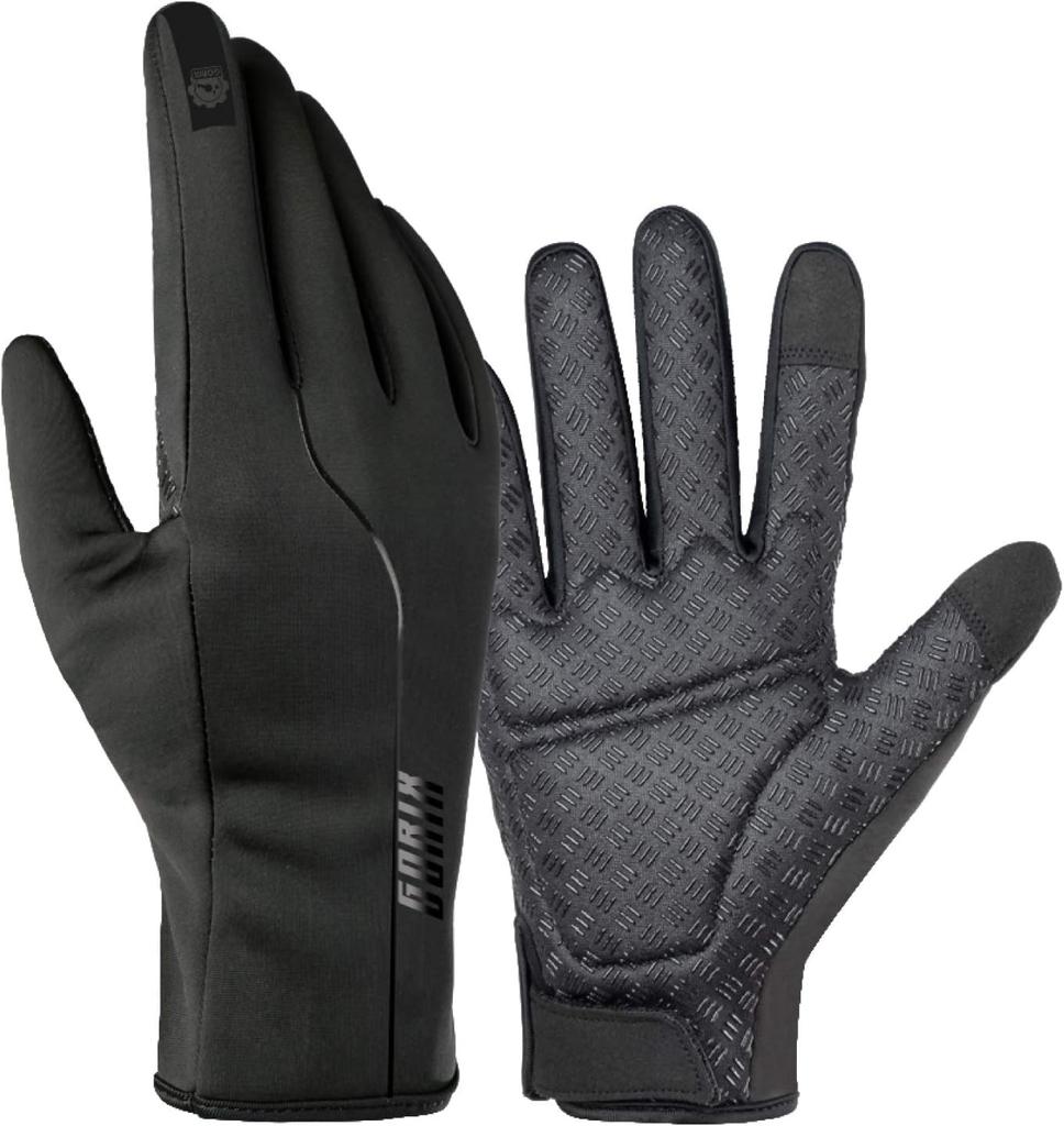 Gorix Cycling Cold Smartphone Fleece Lining and Size Black Gloves, Winter, Weather, Waterproof, Compatible, Windproof, Warm, (GW-TF3), Men's Women's,