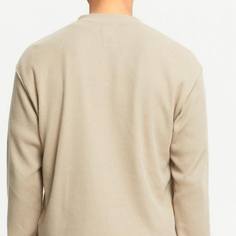 New Balance Waffle Henley Neck Long Sleeve T shirT mT43514men