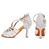 Women Latin Dance Shoes Shining Rhinestone Dancing Shoes Flare Heel 9cm Narrow Foot Adjust Width