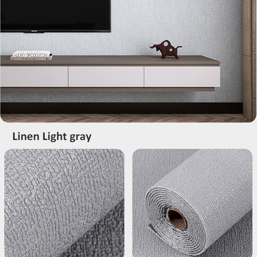 Self-Adhesive Imitation Linen Wallpaper Moisture-Proof Mould-Proof for Living Room Bedroom Renovation Background Wall Decor