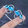 Swiss Blue Topaz Gemstone 925 Sterling Silver Cuff Bangle Adj