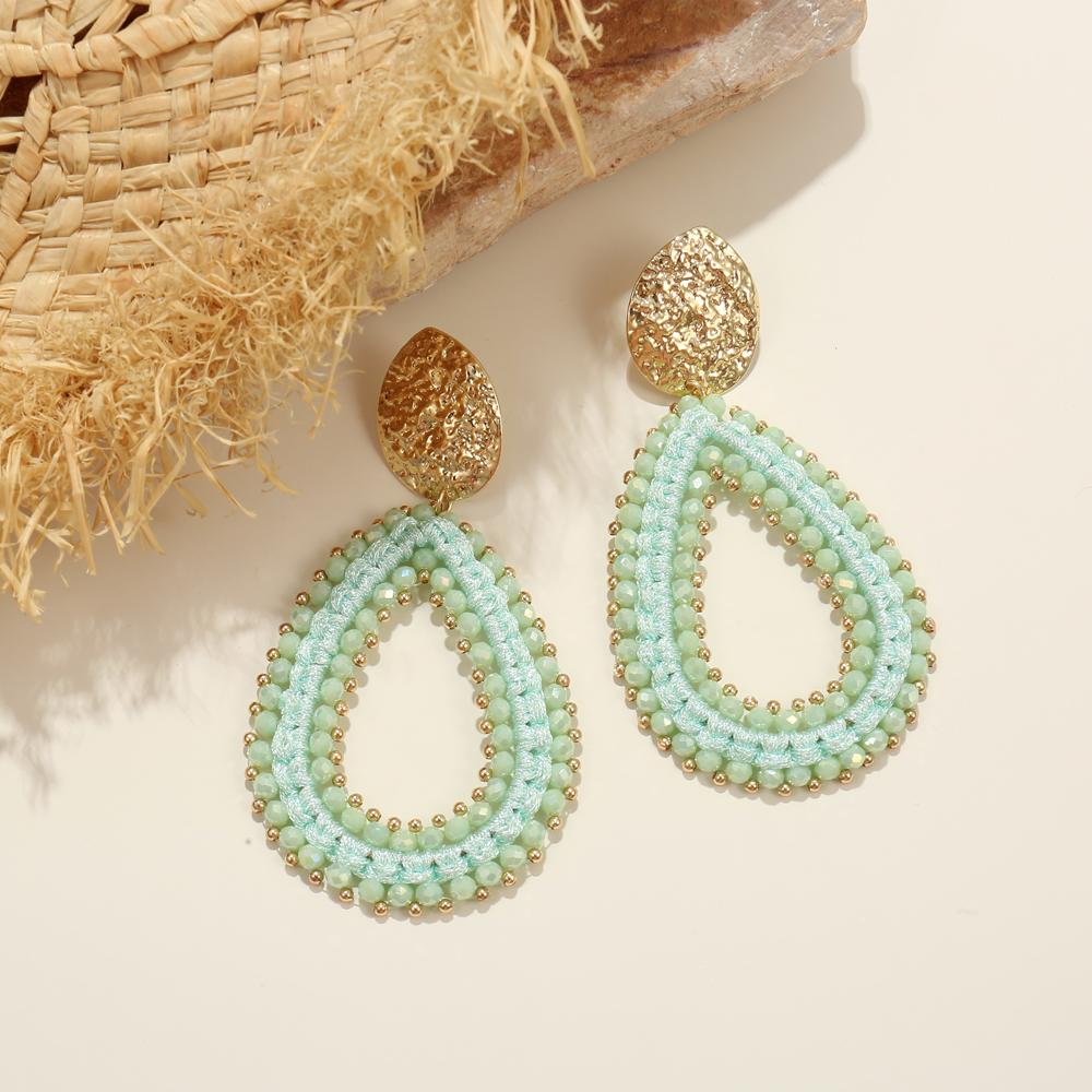 Badu Colorful Water Drop Shape Drop Earrings for Women Handmade Threading Crystal Beads Big Long Earrings Boho Jewelry Gift