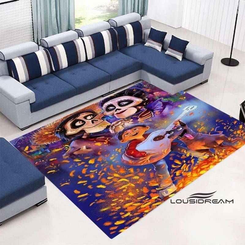 3D Printed Cute Cartoon Coco Floor Mat, Comfortable Flannel, Soft and Thickened, Non-Slip Mat, Suitable for Living Room, Bedroo