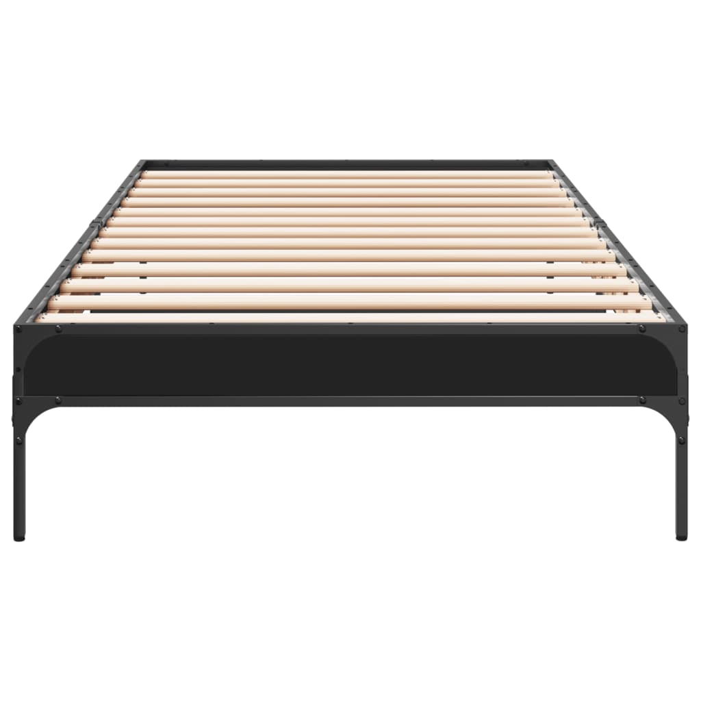 Bed Frame in Black 75 x 190 cm Made of Wood Based Material and Metal