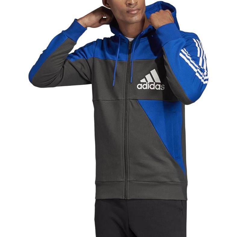 Adidas Logo Hooded Fashion Versatile Jacket Men Jacket Blue EH6496