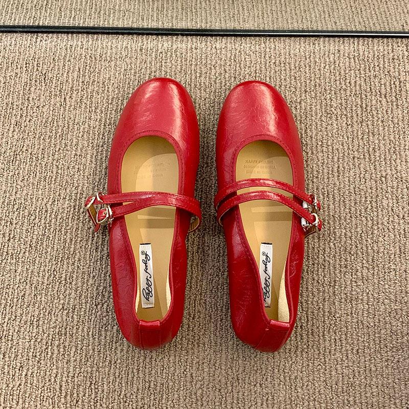 Fashion Fashion Buckle Strap Women Flats Mary Janes Shoes Soft Female Shallow Footwear Round Toe Ladies Flats With Shoes