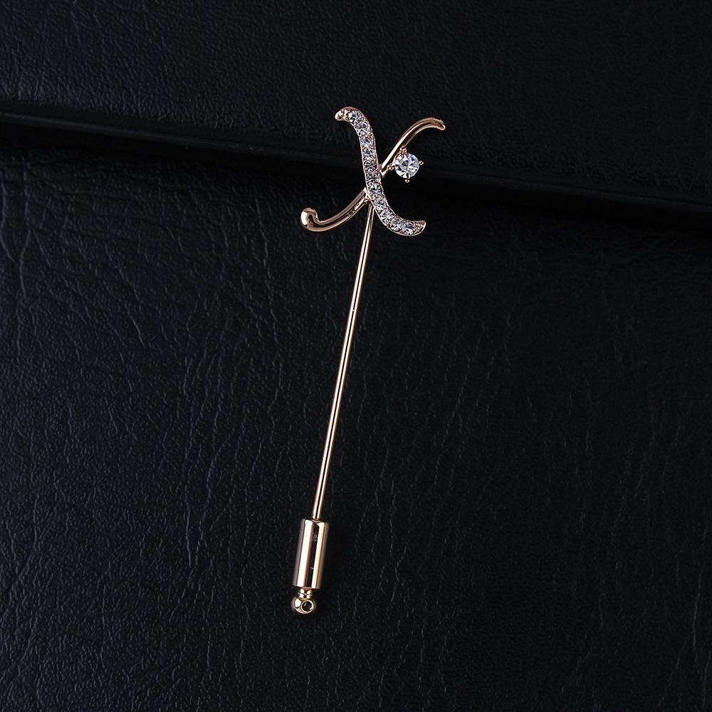 Zircon-Inlaid Bow Brooch, High-End Feel - Elegant Men's Letter Pin & Niche Accessory for Women